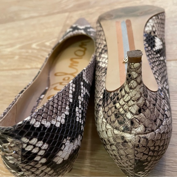 Sam Edelman Snake Print Leather Kitten Heel Pumps - Picture 4 of 5